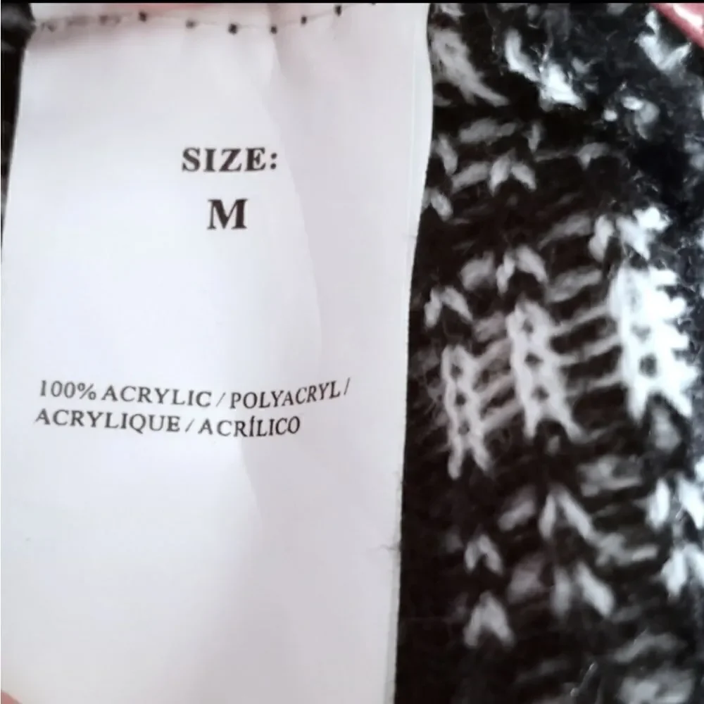 QED LONDON BLACK & WHITE CARDIGAN SZ.M EUC